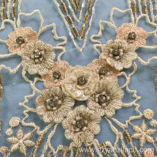 3D Net Embroidery Handwork Beaded Fabric